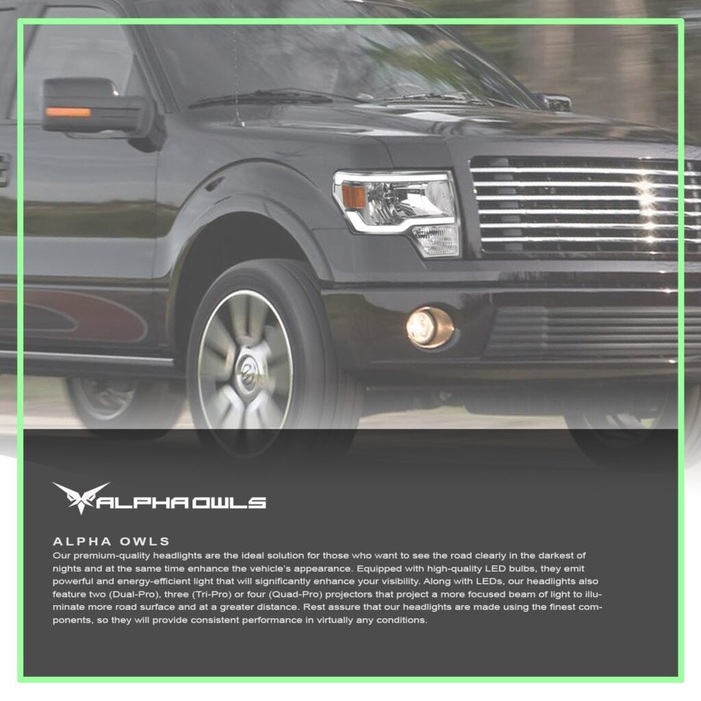 Alpha Owls 2009-2004 Ford F-150 (Excl. Models w/ factory Xenon) LM Series Headlights (Crystal Headlights Chrome housing w/ LumenX Light Bar)