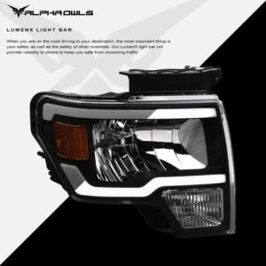 Alpha Owls 2009-2014 Ford F-150 (Excl. Models w/ factory Xenon) LM Series Headlights (Crystal Headlights Black housing w/ LumenX Light Bar) - Image 4
