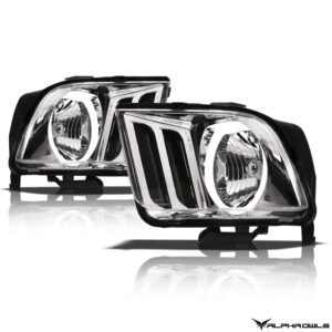 Alpha Owls 2005-2009 Ford Mustang LM Series Headlights (Crystal Headlights Chrome housing w/ LumenX Halo) - Image 2