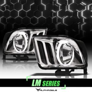 Alpha Owls 2005-2009 Ford Mustang LM Series Headlights (Crystal Headlights Chrome housing w/ LumenX Halo) - Image 1