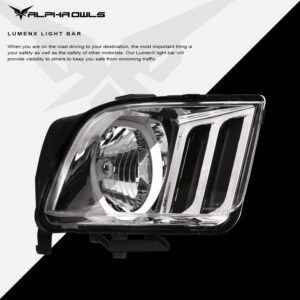 Alpha Owls 2005-2009 Ford Mustang LM Series Headlights (Crystal Headlights Chrome housing w/ LumenX Halo) - Image 4