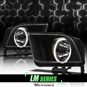 Alpha Owls 2005-2009 Ford Mustang LM Series Headlights (Crystal Headlights Black housing w/ LumenX Halo) - Image 1