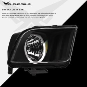 Alpha Owls 2005-2009 Ford Mustang LM Series Headlights (Crystal Headlights Black housing w/ LumenX Halo) - Image 4