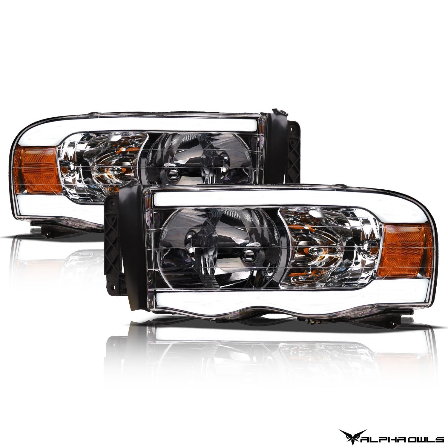 Alpha Owls 2003-2005 Dodge Ram 2500/3500 LM Series Headlights (Crystal Headlights Chrome housing w/ LumenX Light Bar) - Image 2