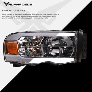 Alpha Owls 2003-2005 Dodge Ram 2500/3500 LM Series Headlights (Crystal Headlights Chrome housing w/ LumenX Light Bar) - Image 4