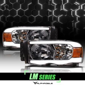 Alpha Owls 2003-2005 Dodge Ram 2500/3500 LM Series Headlights (Crystal Headlights Chrome housing w/ LumenX Light Bar) - Image 1