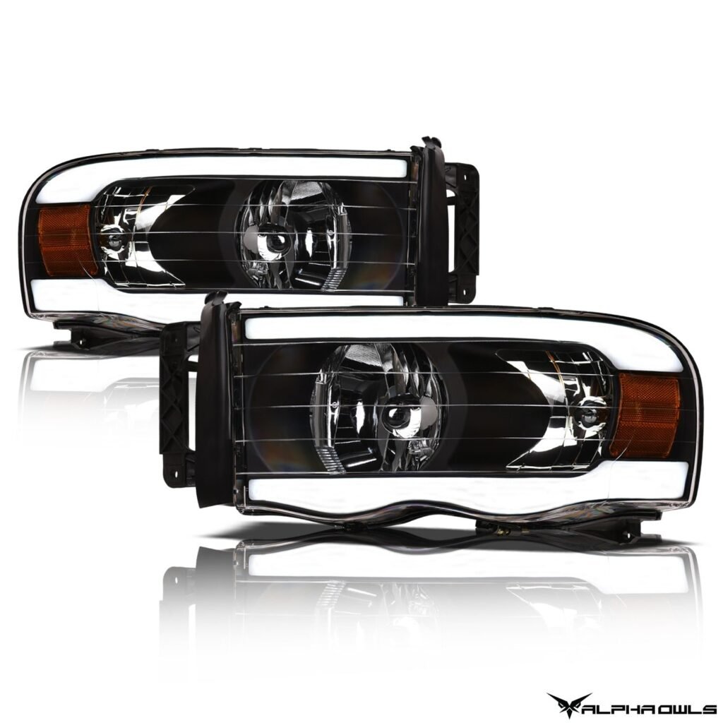 Alpha Owls 2003-2005 Dodge Ram 2500/3500 LM Series Headlights (Crystal Headlights Black housing w/ LumenX Light Bar)