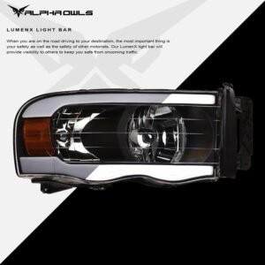 Alpha Owls 2003-2005 Dodge Ram 2500/3500 LM Series Headlights (Crystal Headlights Black housing w/ LumenX Light Bar) - Image 4