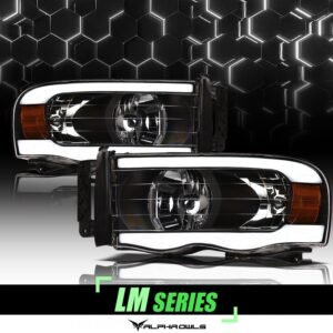 Alpha Owls 2003-2005 Dodge Ram 2500/3500 LM Series Headlights (Crystal Headlights Black housing w/ LumenX Light Bar) - Image 1