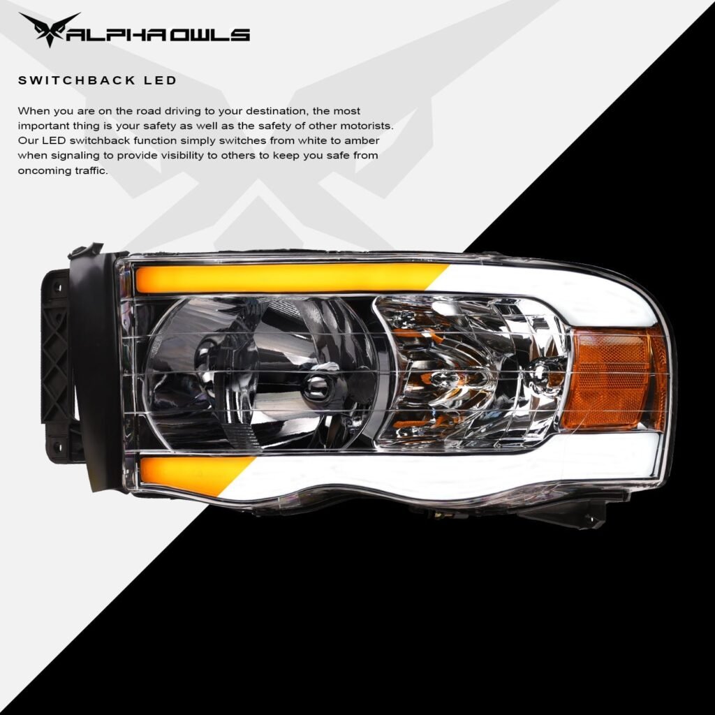 Alpha Owls 2003-2005 Dodge Ram 2500/3500 SQ Series Headlights (Crystal Headlights Chrome housing w/ Sequential Signal/LumenX Light Bar)