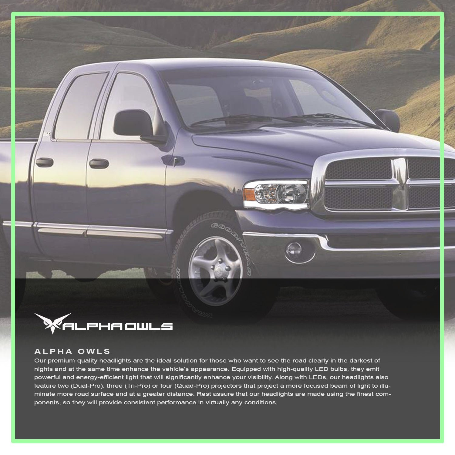 Alpha Owls 2003-2005 Dodge Ram 2500/3500 SQ Series Headlights (Crystal Headlights Chrome housing w/ Sequential Signal/LumenX Light Bar) - Image 7