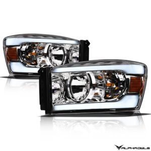 Alpha Owls 2006-2009 Dodge Ram 2500/3500 LM Series Headlights (Crystal Headlights Chrome housing w/ LumenX Light Bar) - Image 2
