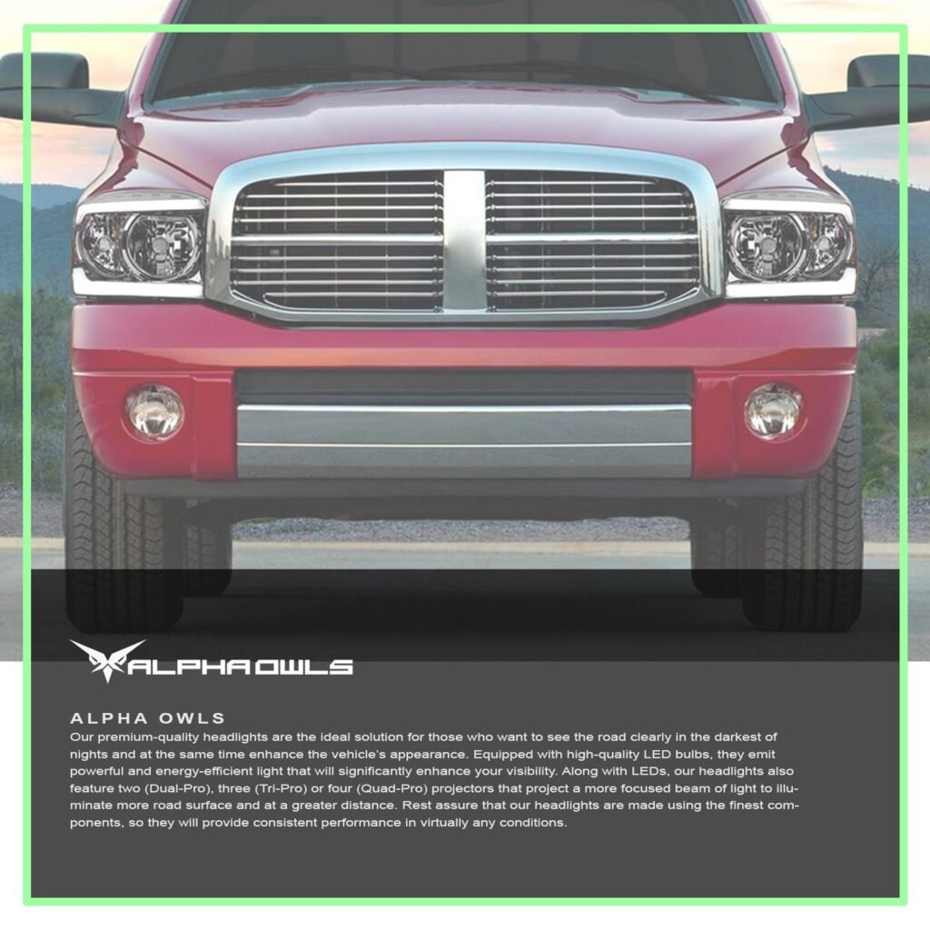 Alpha Owls 2006-2009 Dodge Ram 2500/3500 LM Series Headlights (Crystal Headlights Chrome housing w/ LumenX Light Bar)
