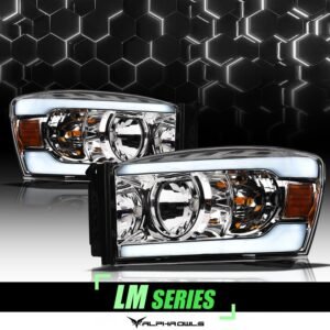 Alpha Owls 2006-2009 Dodge Ram 2500/3500 LM Series Headlights (Crystal Headlights Chrome housing w/ LumenX Light Bar) - Image 1