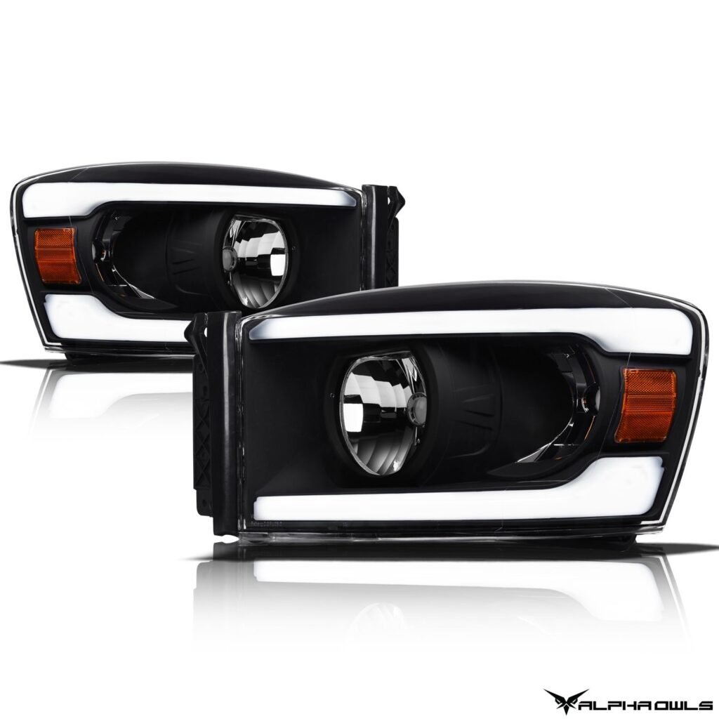Alpha Owls 2006-2009 Dodge Ram 2500/3500 LM Series Headlights (Crystal Headlights Black housing w/ LumenX Light Bar)