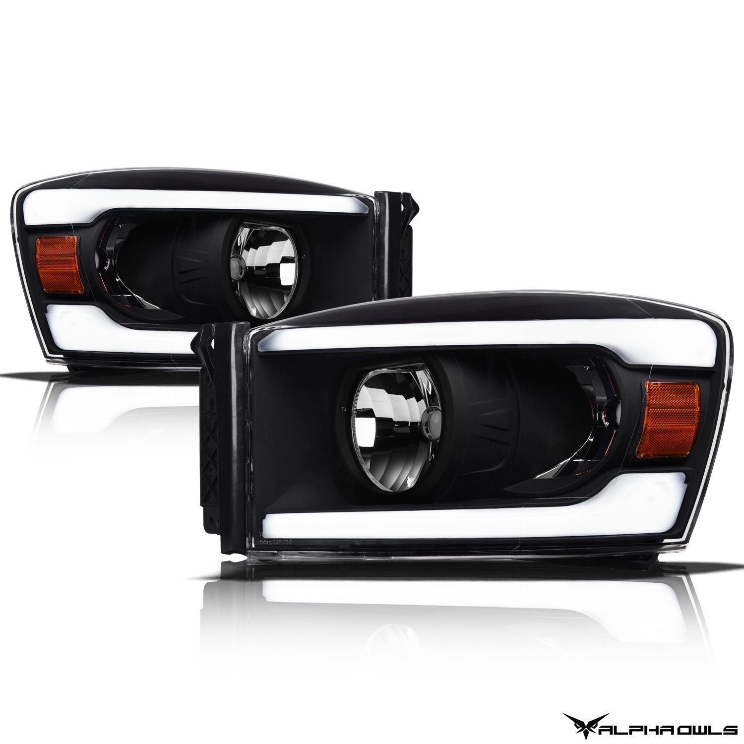 Alpha Owls 2006-2009 Dodge Ram 2500/3500 LM Series Headlights (Crystal Headlights Black housing w/ LumenX Light Bar) - Image 2