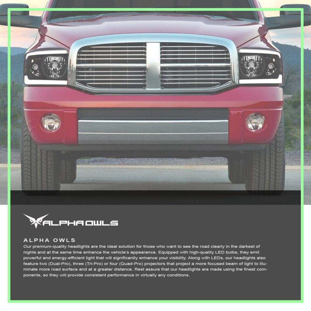 Alpha Owls 2006-2009 Dodge Ram 2500/3500 LM Series Headlights (Crystal Headlights Black housing w/ LumenX Light Bar)