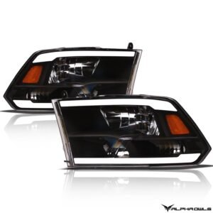 Alpha Owls 2018-2022 Dodge Ram 1500 Classic LM Series Headlights (Crystal Headlights Black housing w/ LumenX Light Bar) - Image 2