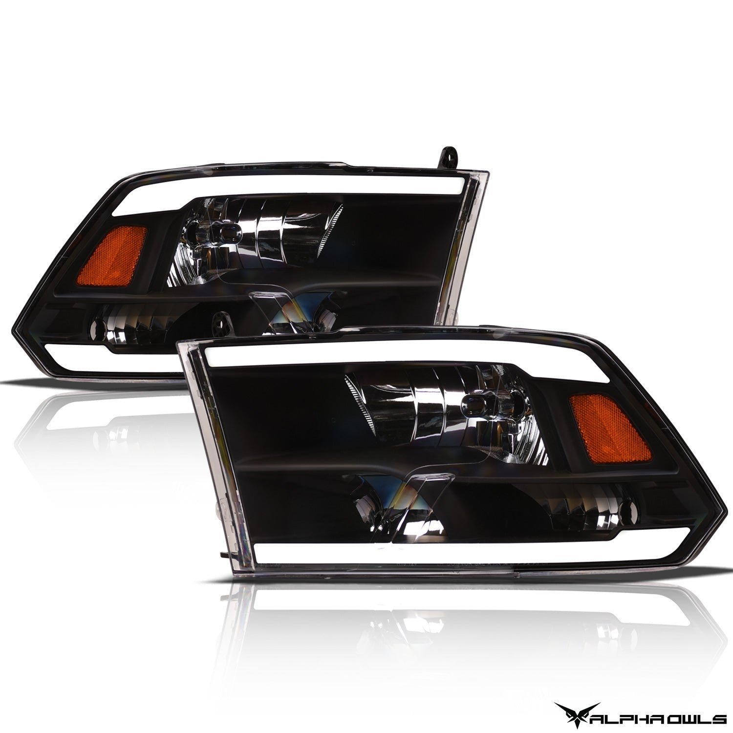 Alpha Owls 2018-2022 Dodge Ram 1500 Classic LM Series Headlights (Crystal Headlights Black housing w/ LumenX Light Bar) - Image 2