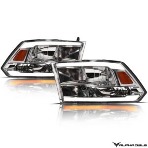 Alpha Owls 2010-2018 Dodge Ram 2500/3500 SQ Series Headlights (Crystal Headlights Chrome housing w/ Sequential Signal/LumenX Light Bar) - Image 2