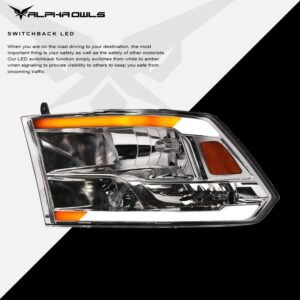 Alpha Owls 2010-2018 Dodge Ram 2500/3500 SQ Series Headlights (Crystal Headlights Chrome housing w/ Sequential Signal/LumenX Light Bar) - Image 4