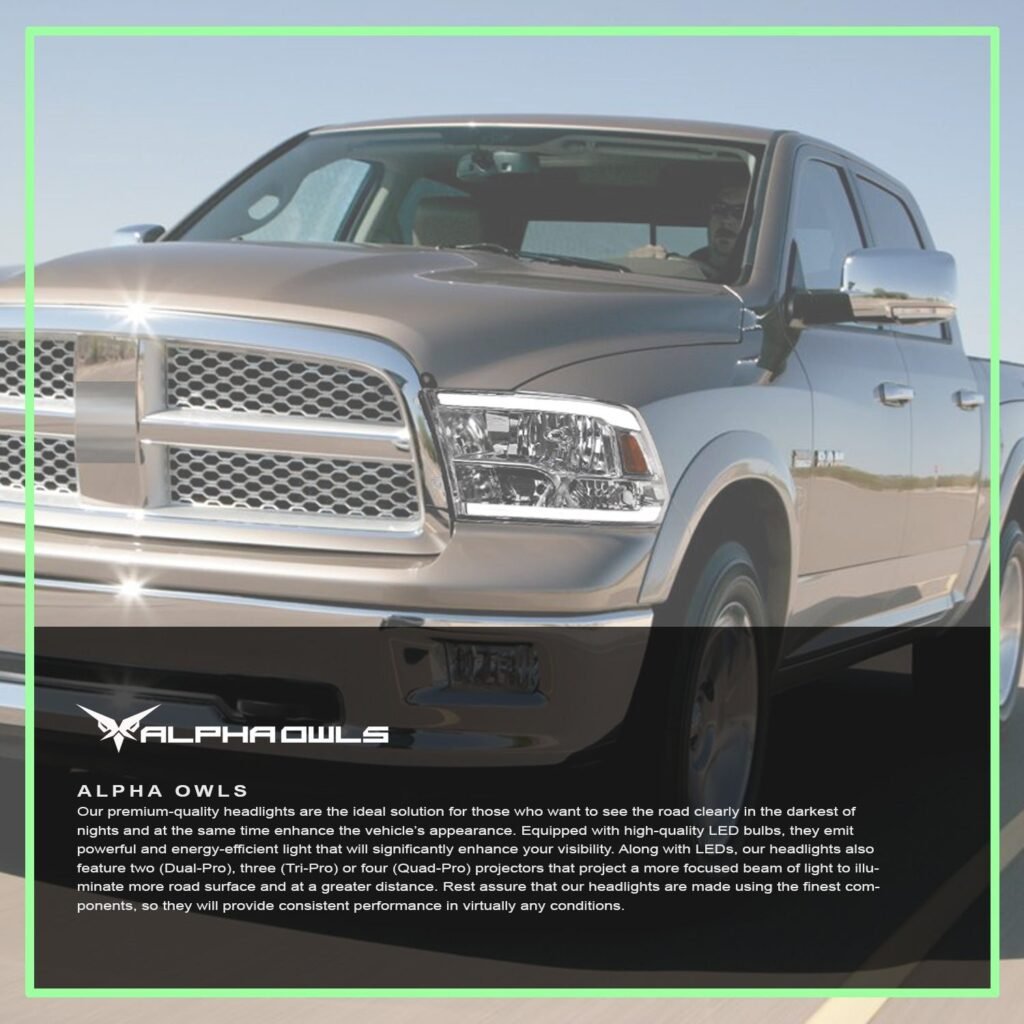 Alpha Owls 2010-2018 Dodge Ram 2500/3500 SQ Series Headlights (Crystal Headlights Chrome housing w/ Sequential Signal/LumenX Light Bar)