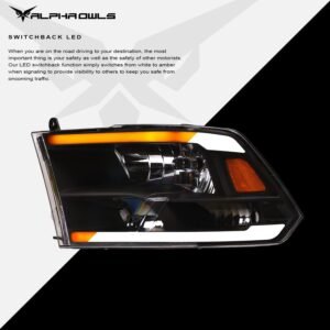 Alpha Owls 2010-2018 Dodge Ram 2500/3500 SQ Series Headlights (Crystal Headlights Black housing w/ Sequential Signal/LumenX Light Bar) - Image 4