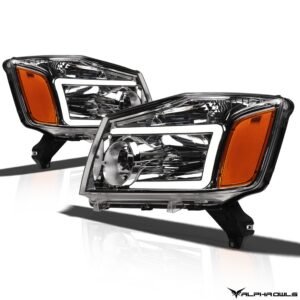 Alpha Owls 2004-2015 Nissan Titan LM Series Headlights (Crystal Headlights Chrome housing w/ LumenX Light Bar) - Image 2
