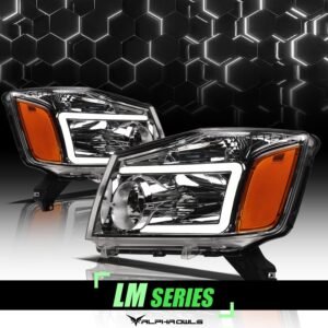 Alpha Owls 2004-2015 Nissan Titan LM Series Headlights (Crystal Headlights Chrome housing w/ LumenX Light Bar) - Image 1