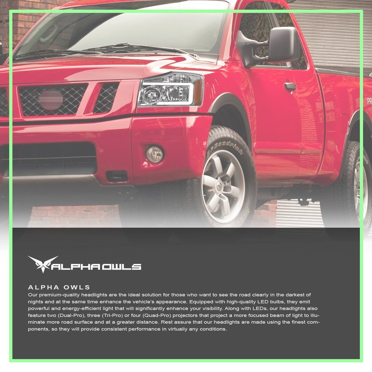 Alpha Owls 2004-2015 Nissan Titan LM Series Headlights (Crystal Headlights Chrome housing w/ LumenX Light Bar) - Image 7