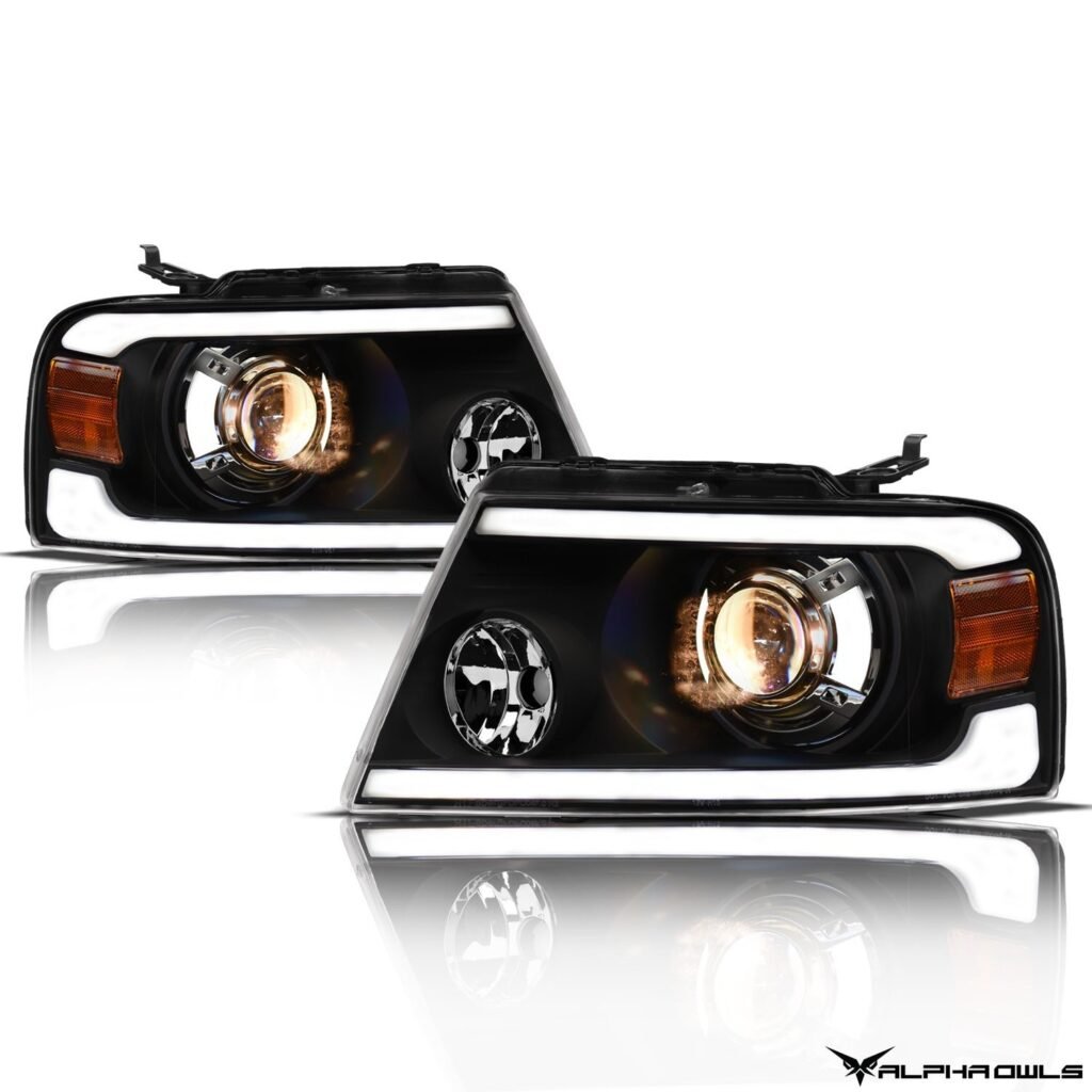 Alpha Owls 2006-2008 Lincoln Mark-LT LMP Series Projector Headlights (Halogen Projector Black housing w/ LumenX Light Bar)