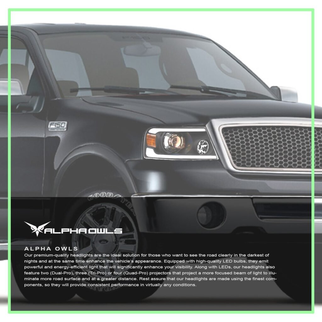 Alpha Owls 2006-2008 Lincoln Mark-LT LMP Series Projector Headlights (Halogen Projector Black housing w/ LumenX Light Bar)