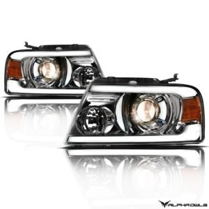Alpha Owls 2006-2008 Lincoln Mark-LT LMP Series Projector Headlights (Halogen Projector Chrome housing w/ LumenX Light Bar) - Image 2