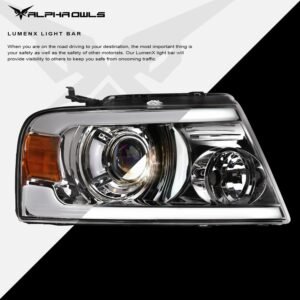 Alpha Owls 2006-2008 Lincoln Mark-LT LMP Series Projector Headlights (Halogen Projector Chrome housing w/ LumenX Light Bar) - Image 4