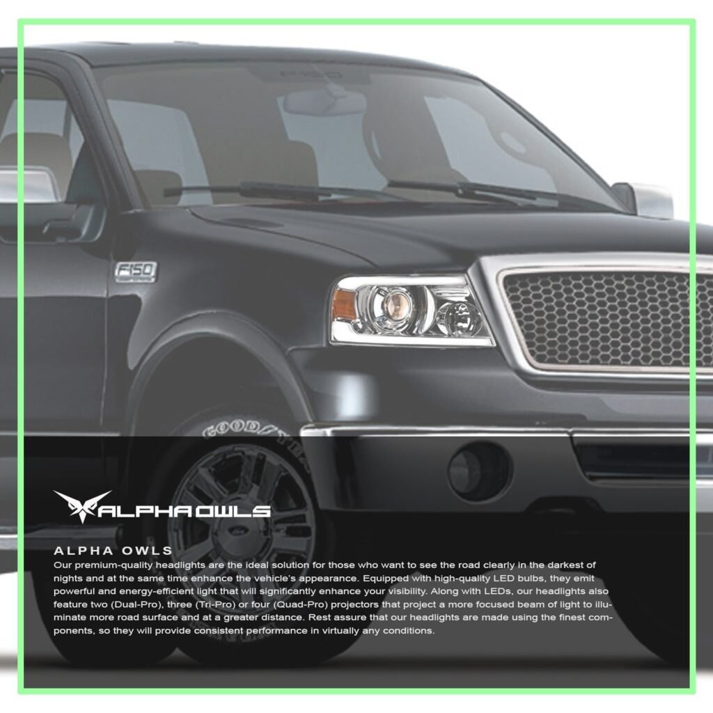 Alpha Owls 2006-2008 Lincoln Mark-LT LMP Series Projector Headlights (Halogen Projector Chrome housing w/ LumenX Light Bar)