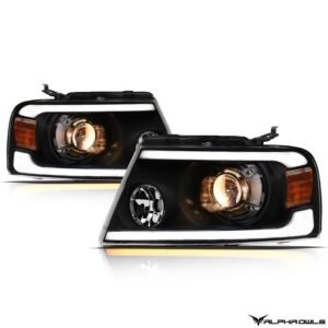 Alpha Owls 2006-2008 Lincoln Mark-LT SQP Series Projector Headlights (Halogen Projector Black housing w/ Sequential Signal/LumenX Light Bar) - Image 2