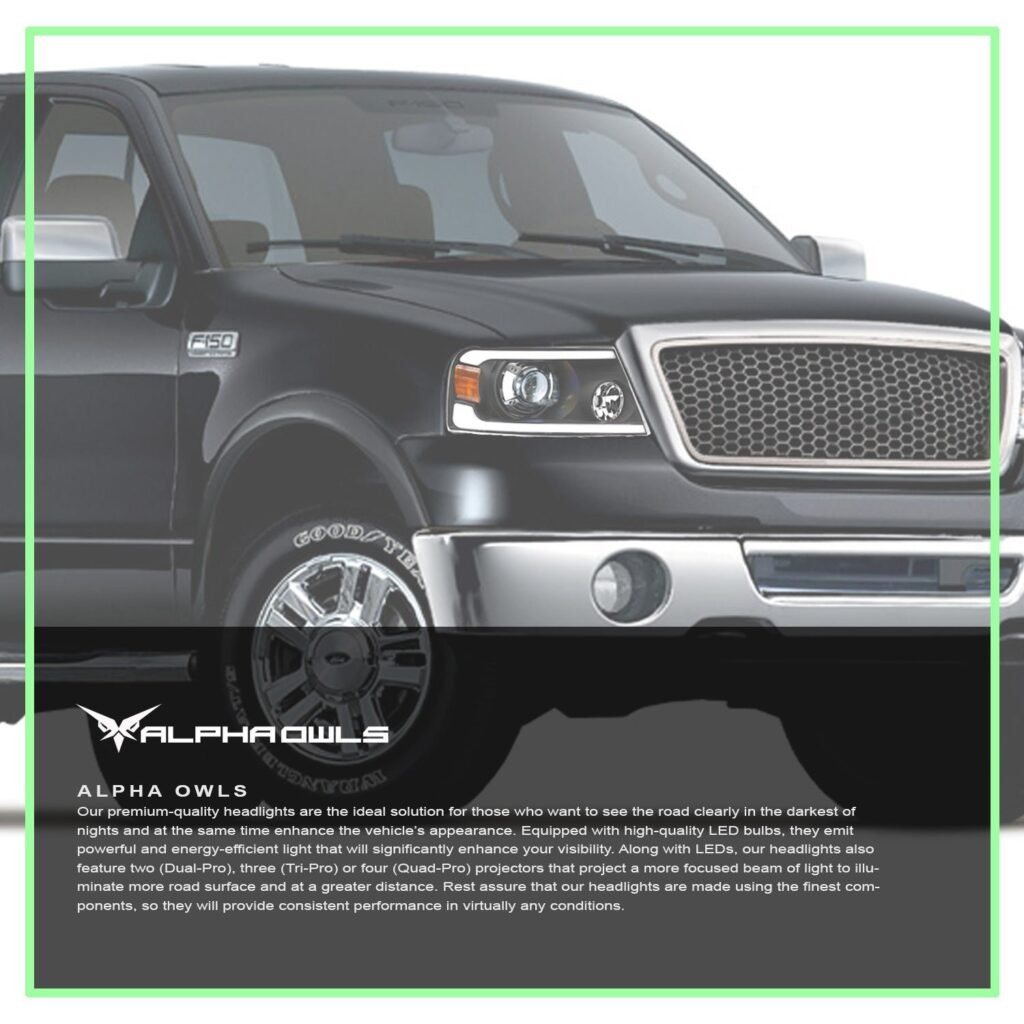 Alpha Owls 2006-2008 Lincoln Mark-LT SQP Series Projector Headlights (Halogen Projector Black housing w/ Sequential Signal/LumenX Light Bar)