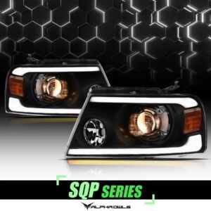 Alpha Owls 2006-2008 Lincoln Mark-LT SQP Series Projector Headlights (Halogen Projector Black housing w/ Sequential Signal/LumenX Light Bar) - Image 1