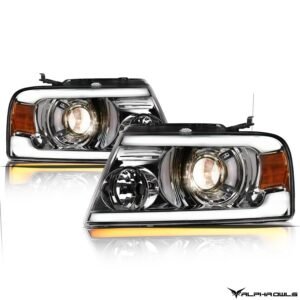 Alpha Owls 2006-2008 Lincoln Mark-LT SQP Series Projector Headlights (Halogen Projector Chrome housing w/ Sequential Signal/LumenX Light Bar) - Image 2