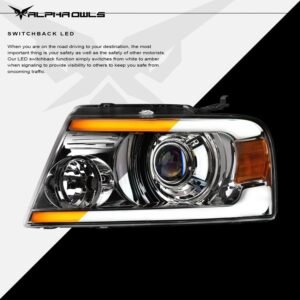 Alpha Owls 2006-2008 Lincoln Mark-LT SQP Series Projector Headlights (Halogen Projector Chrome housing w/ Sequential Signal/LumenX Light Bar) - Image 4