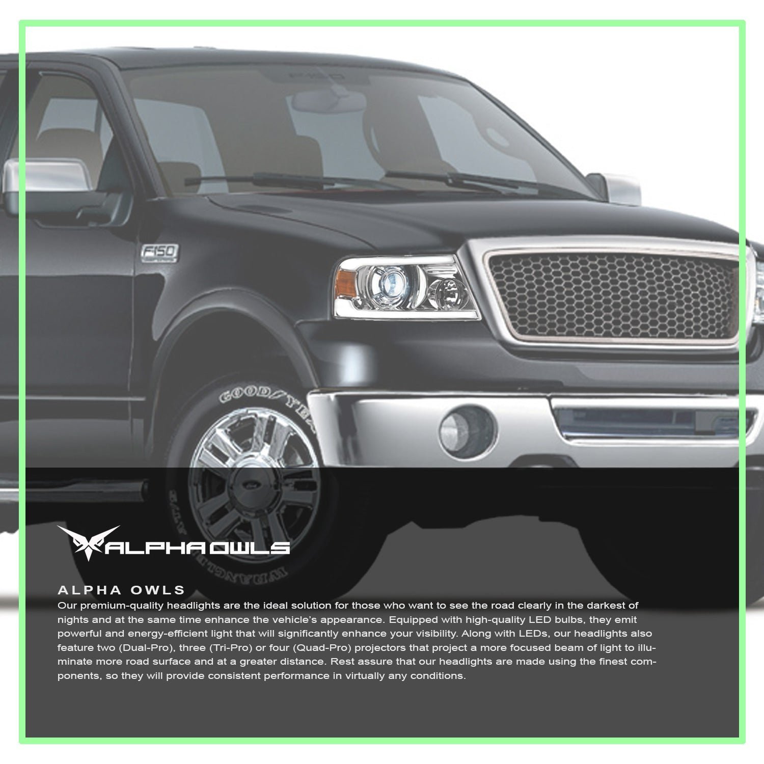 Alpha Owls 2006-2008 Lincoln Mark-LT SQP Series Projector Headlights (Halogen Projector Chrome housing w/ Sequential Signal/LumenX Light Bar) - Image 7