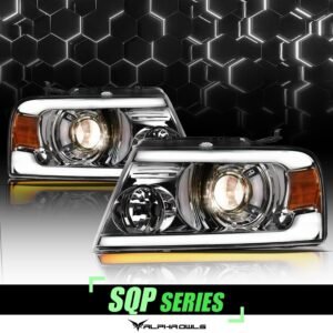 Alpha Owls 2006-2008 Lincoln Mark-LT SQP Series Projector Headlights (Halogen Projector Chrome housing w/ Sequential Signal/LumenX Light Bar) - Image 1