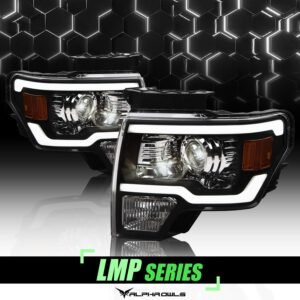 Alpha Owls 2009-2014 Ford F-150 (Excl. Models w/ factory Xenon) LMP Series Projector Headlights (Halogen Projector Black housing w/ LumenX Light Bar) - Image 1
