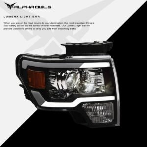 Alpha Owls 2009-2014 Ford F-150 (Excl. Models w/ factory Xenon) LMP Series Projector Headlights (Halogen Projector Black housing w/ LumenX Light Bar) - Image 4