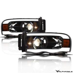 Alpha Owls 2003-2005 Dodge Ram 2500/3500 LMP Series Projector Headlights (Halogen Projector Black housing w/ LumenX Light Bar) - Image 2