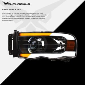 Alpha Owls 2003-2005 Dodge Ram 2500/3500 SQP Series Projector Headlights (Halogen Projector Black housing w/ Sequential Signal/LumenX Light Bar) - Image 4