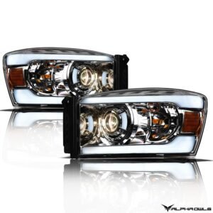Alpha Owls 2006-2008 Dodge Ram 1500 LMP Series Projector Headlights (Halogen Projector Chrome housing w/ LumenX Light Bar) - Image 2