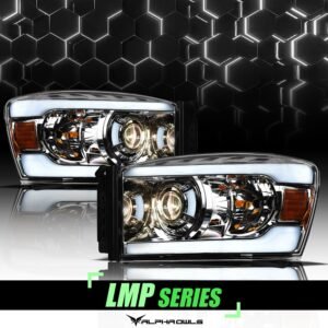 Alpha Owls 2006-2008 Dodge Ram 1500 LMP Series Projector Headlights (Halogen Projector Chrome housing w/ LumenX Light Bar) - Image 1