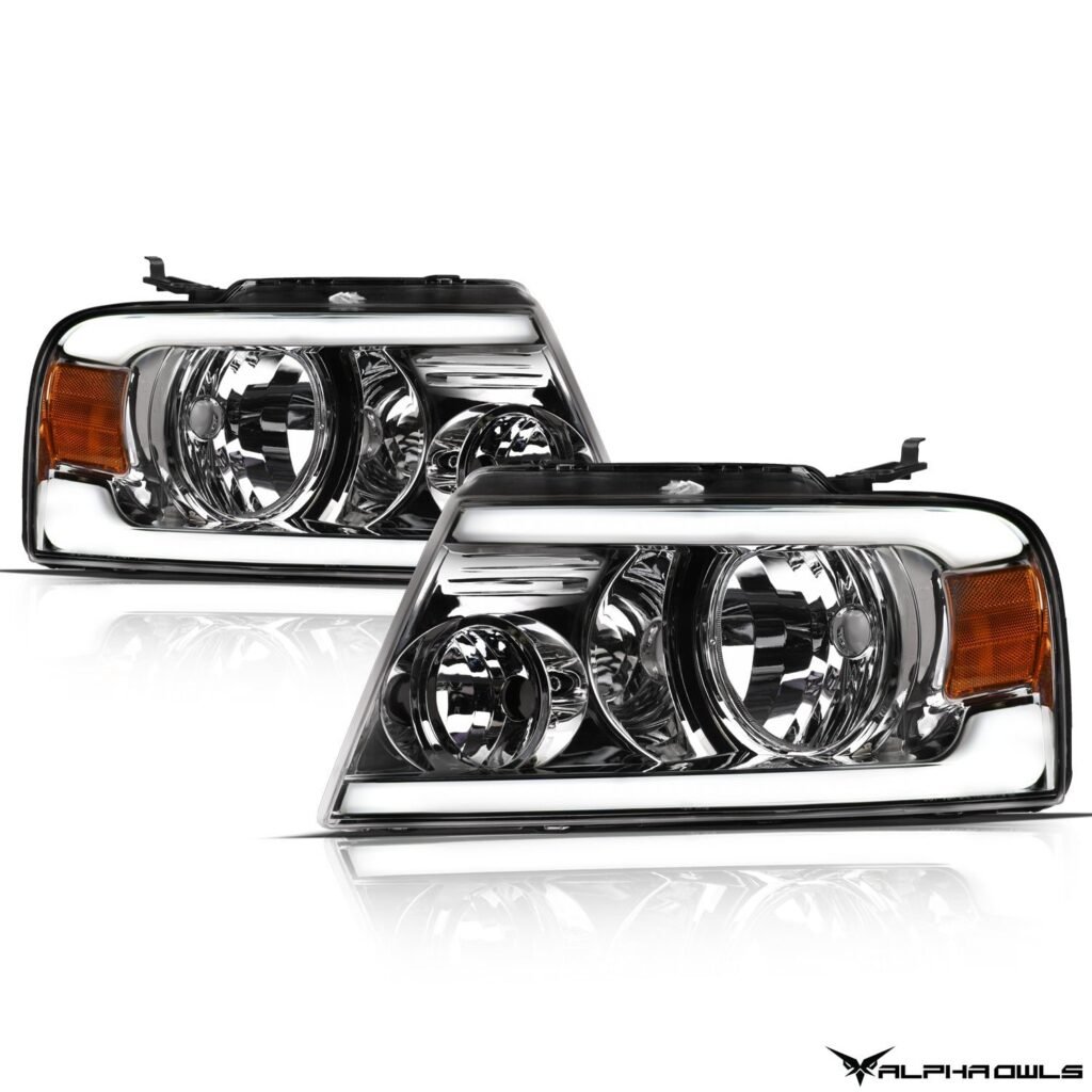 Alpha Owls 2006-2008 Lincoln Mark-LT LM Series Headlights (Crystal Headlights Chrome housing w/ LumenX Light Bar)