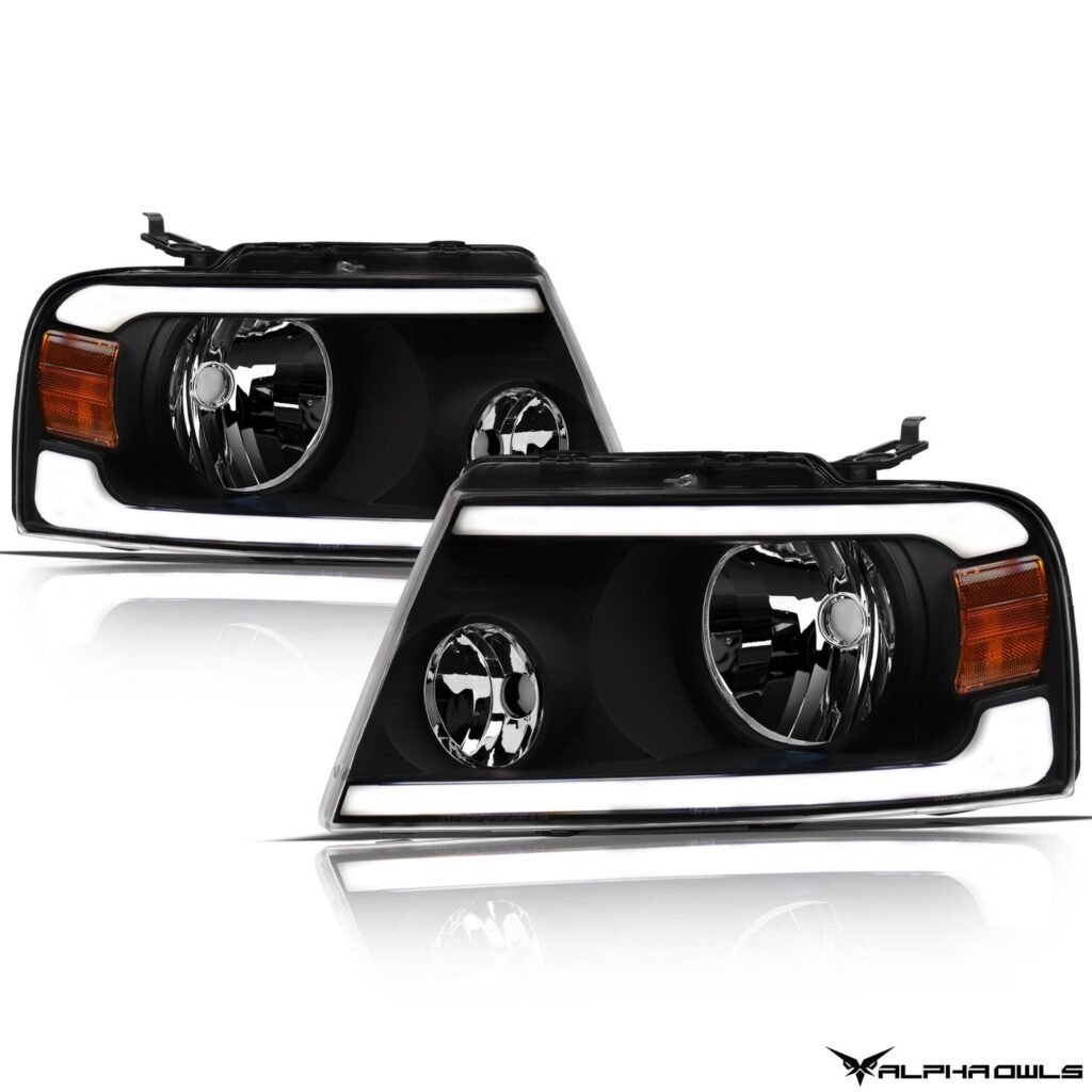 Alpha Owls 2006-2008 Lincoln Mark-LT LM Series Headlights (Crystal Headlights Black housing w/ LumenX Light Bar)